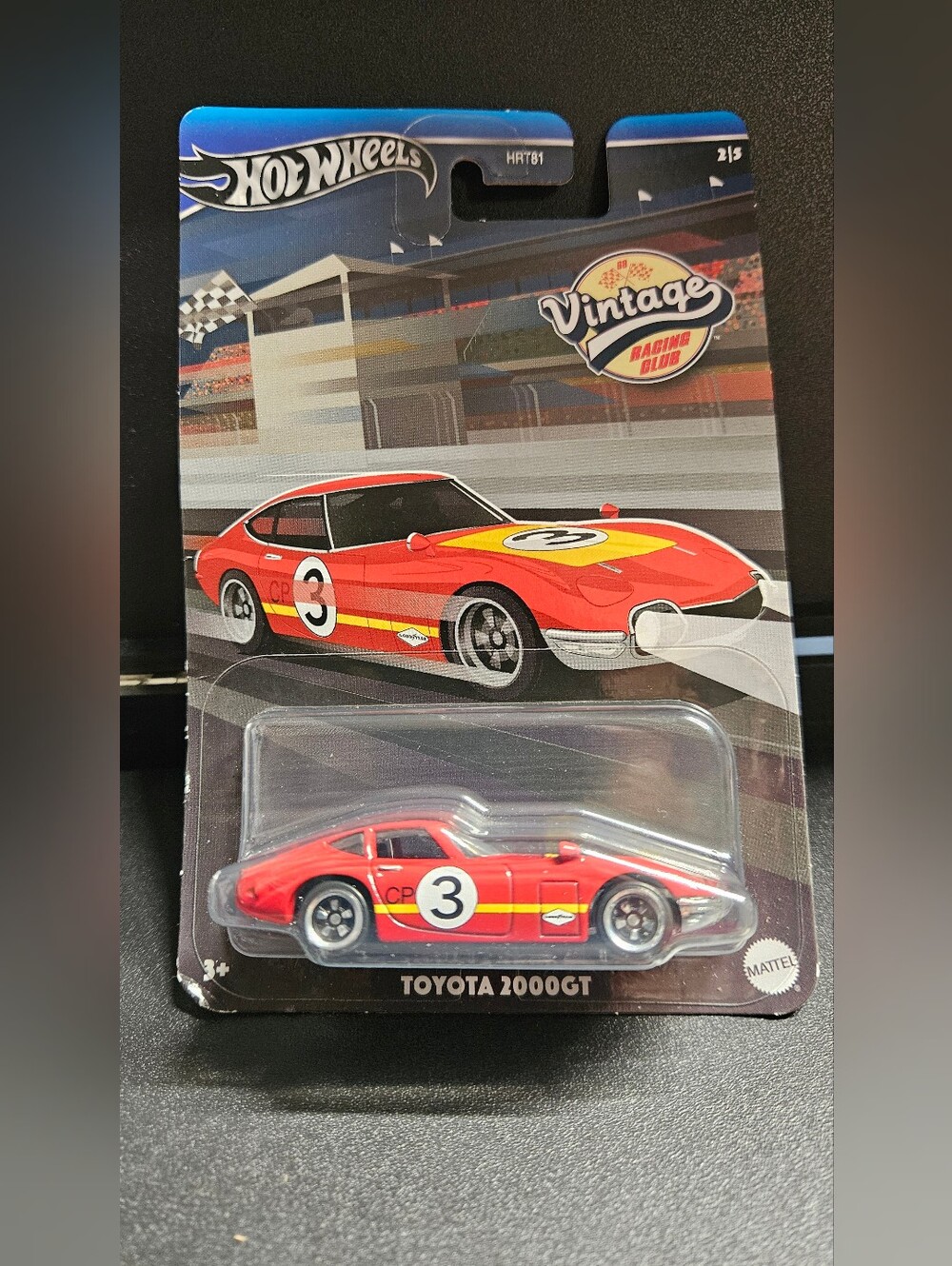 HW Red White Yellow Toyota 2000GT Vintage Racing Club